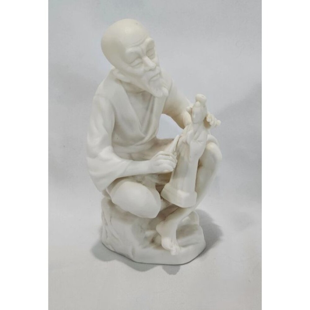 Vintage Lenwile Ardalt Japan Verithin Porcelain Man Carving Doll Figurine 6"